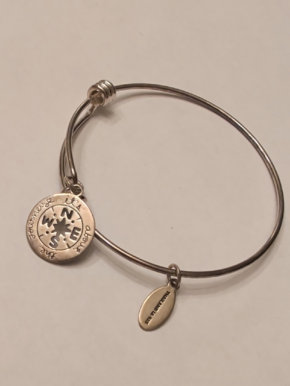 Sterling Silver Compass Charm Bangle Bracelet